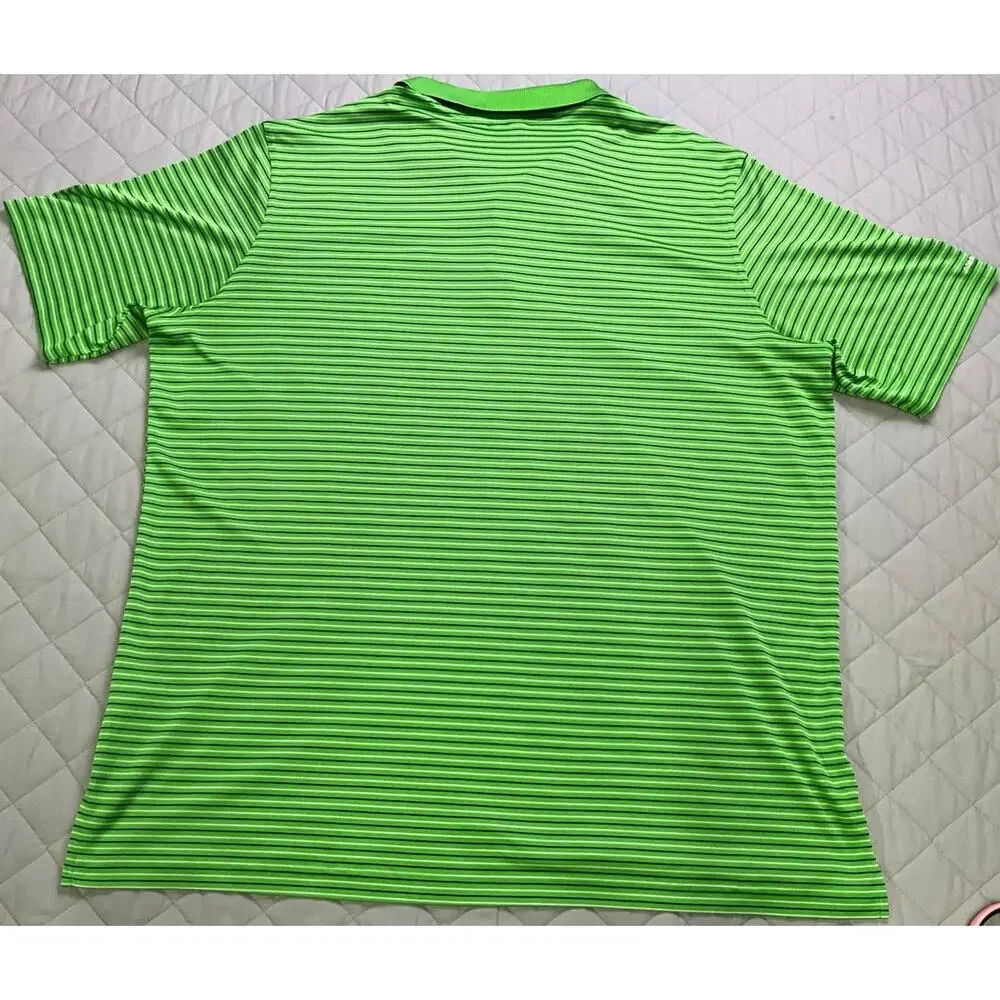 Men's Ashworth Golf Polo Activewear 3XL Green White Black Pin Stripe - Picture 3 of 13